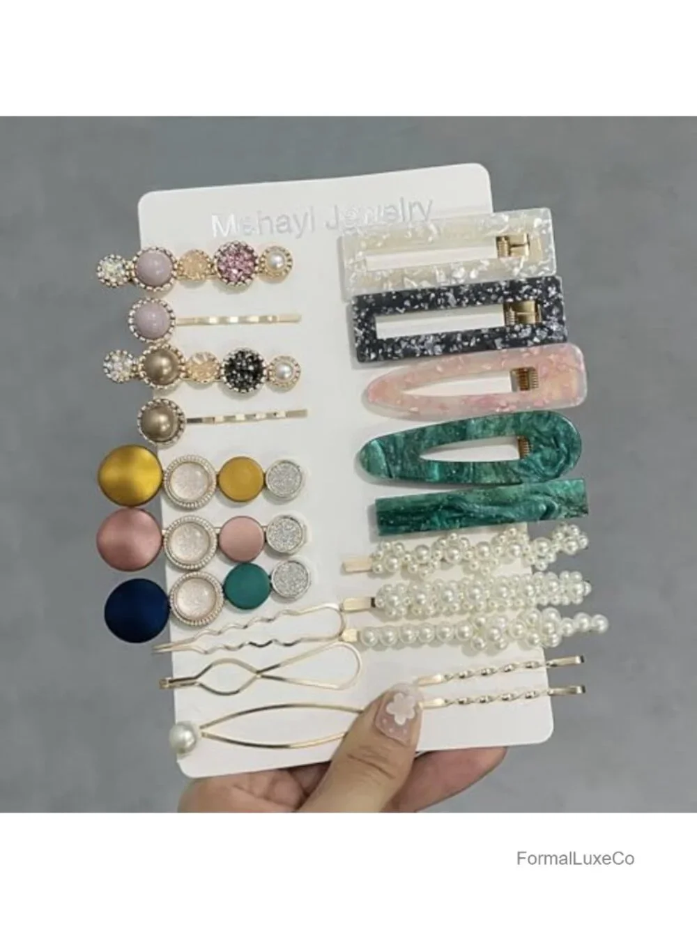 20 Pcs Pearl Hair Clips Set - Macaron Acrylic Resin Barrettes & Bobby Pins